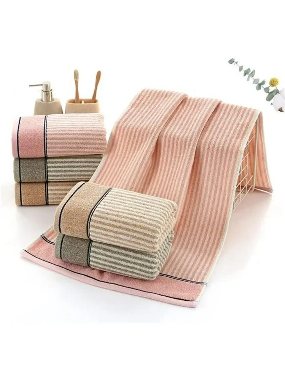 Pink Cotton Hand Towels Set 2 Pack Soft Absorbent Quick Dry Bathroom Kitchen Spa